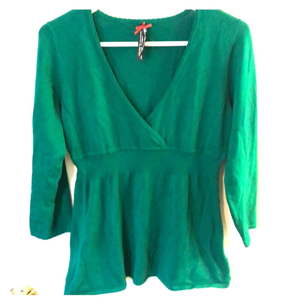 Green cross front sweater